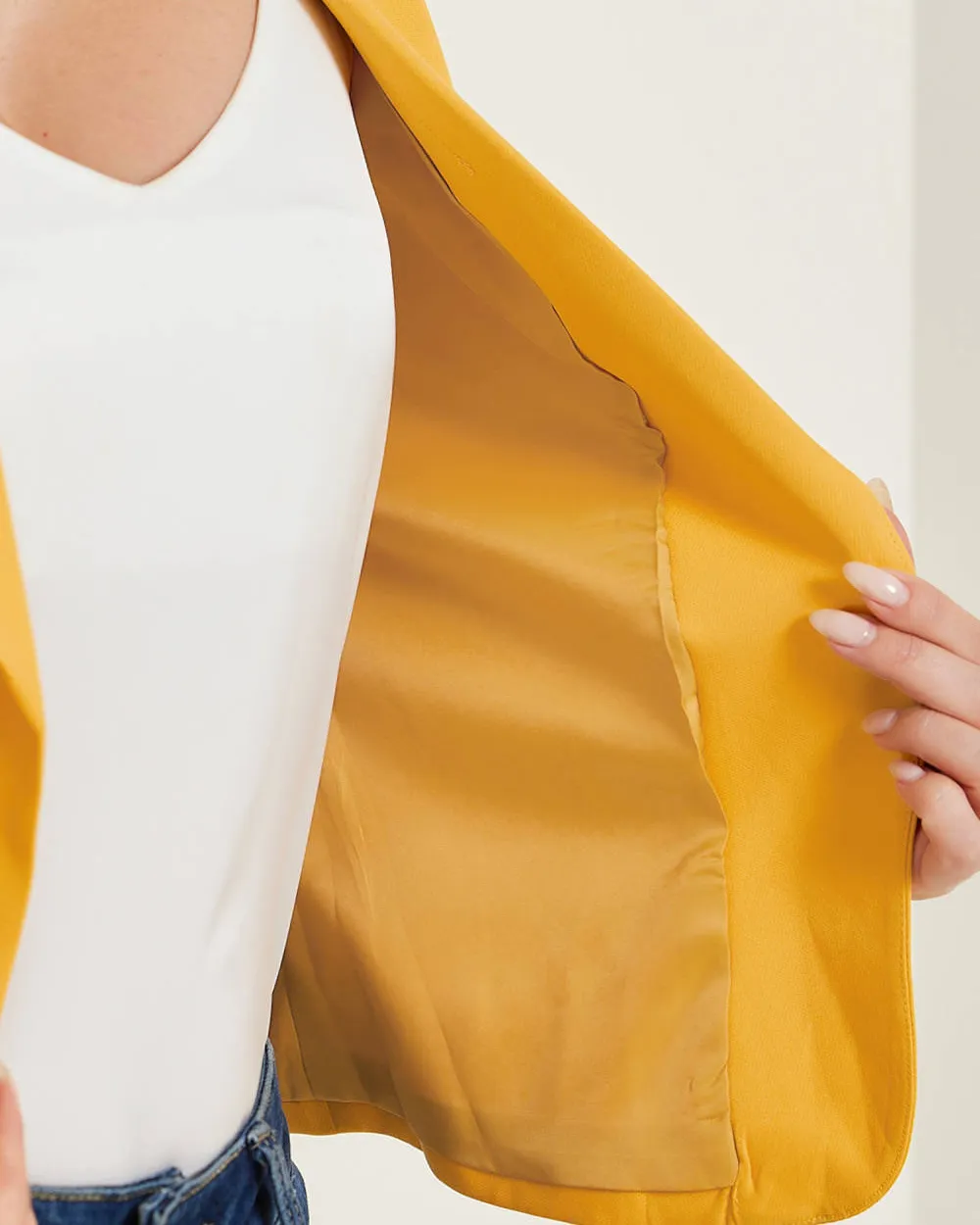 Open Front Crop Suit Blazer Jacket