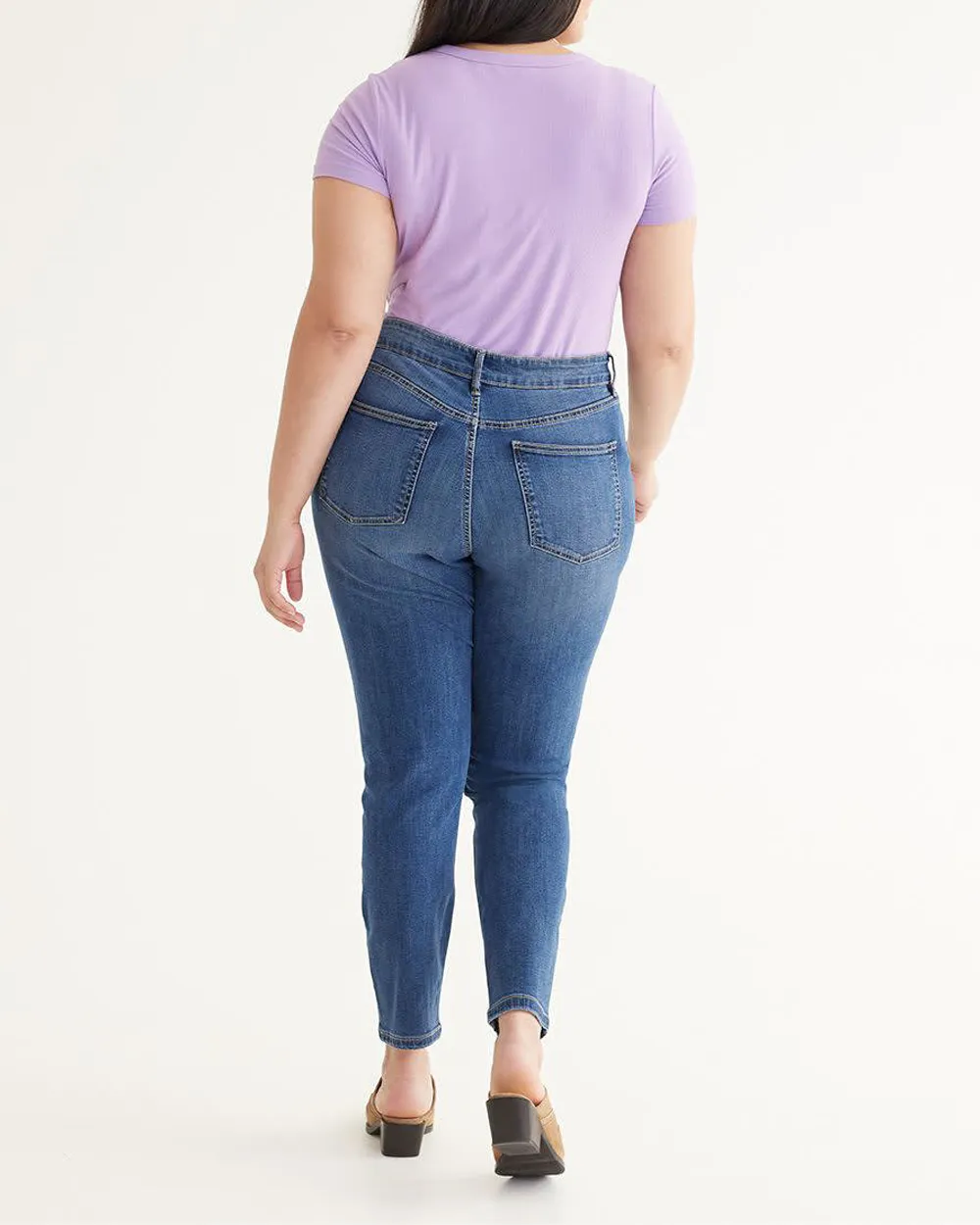 Medium Denim Skinny-Leg High-Rise Jean
