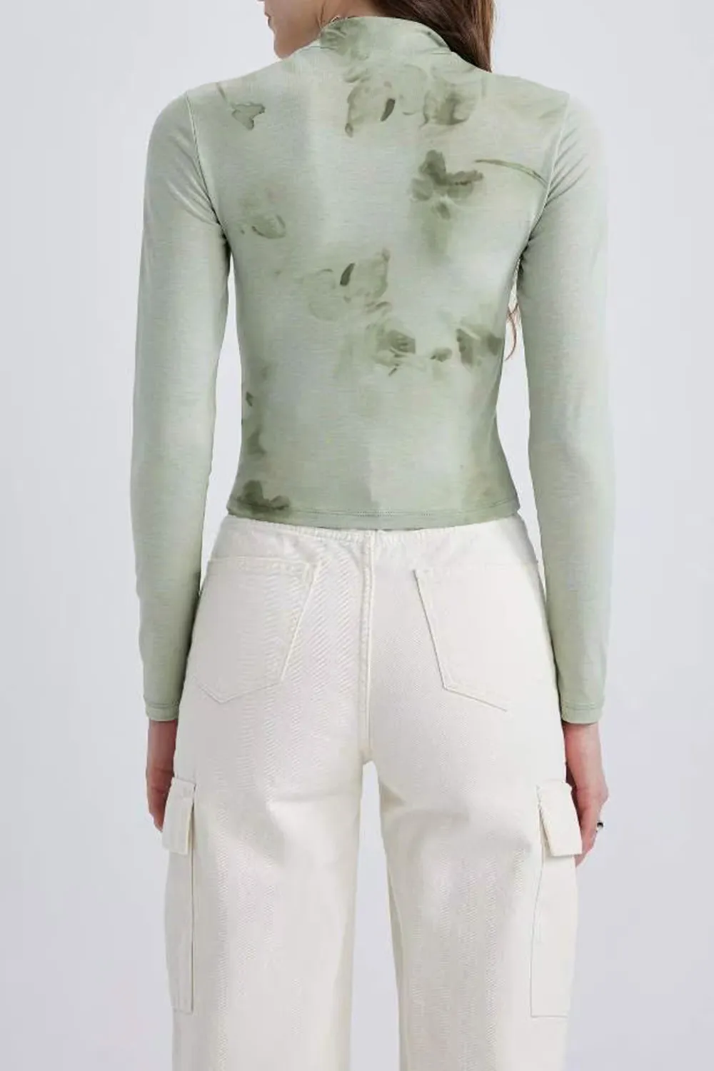 Fitted Half Turtleneck Long Sleeve T-Shirt