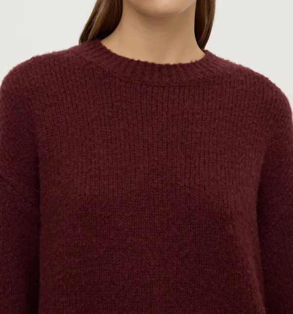 Merlot Alpaca Blend Cropped Knit Sweater