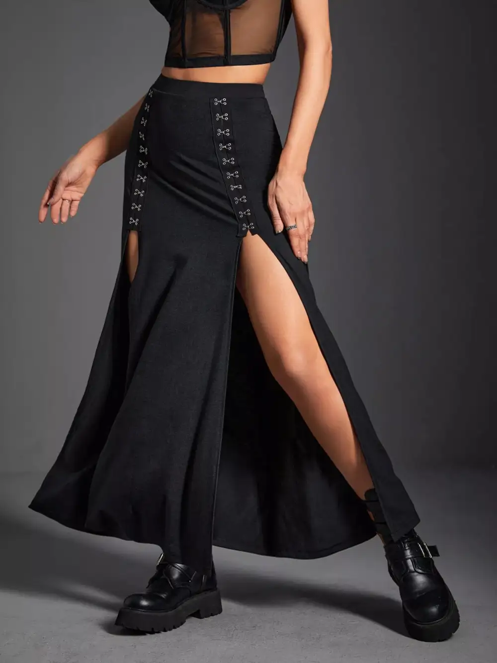Side Slit High Waist Skirt
