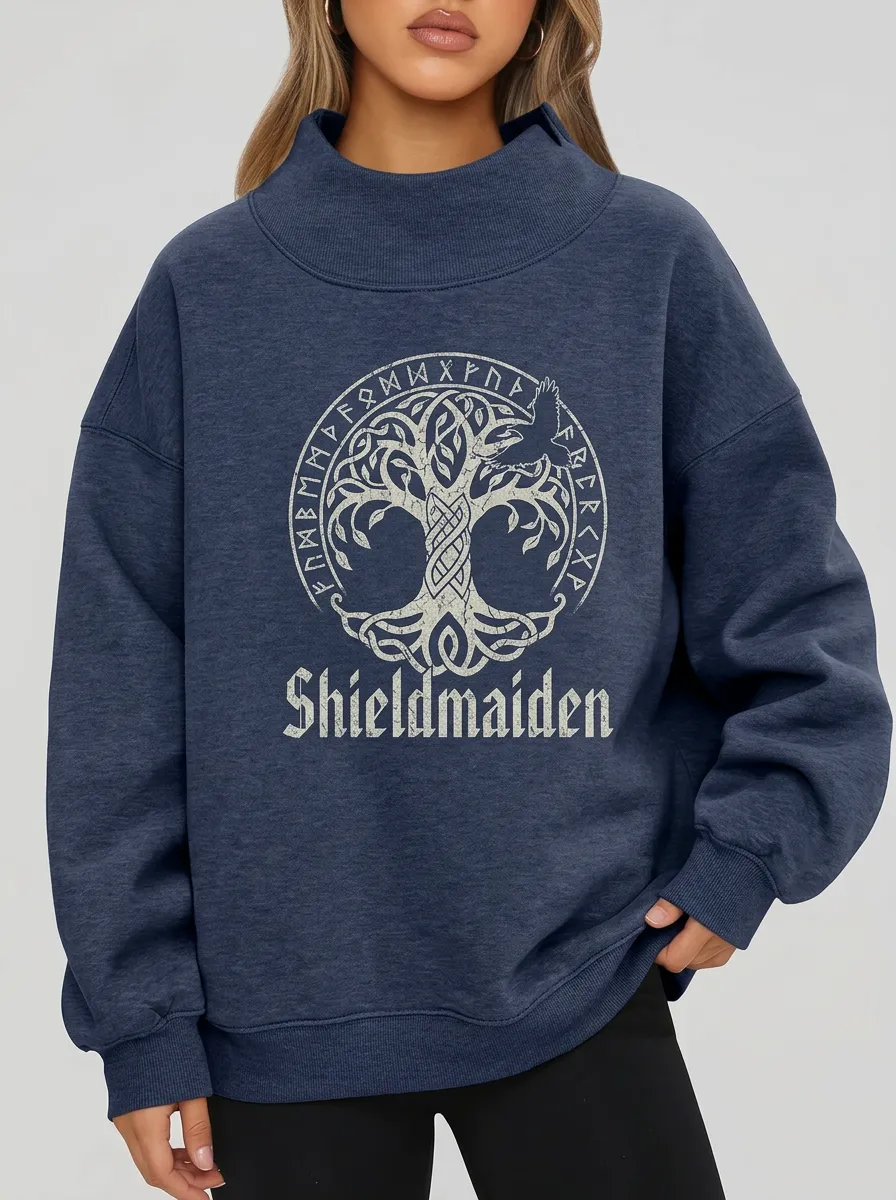 Viking Shieldmaiden Yggdrasil Rune Casual Hoodie Sweatshirt