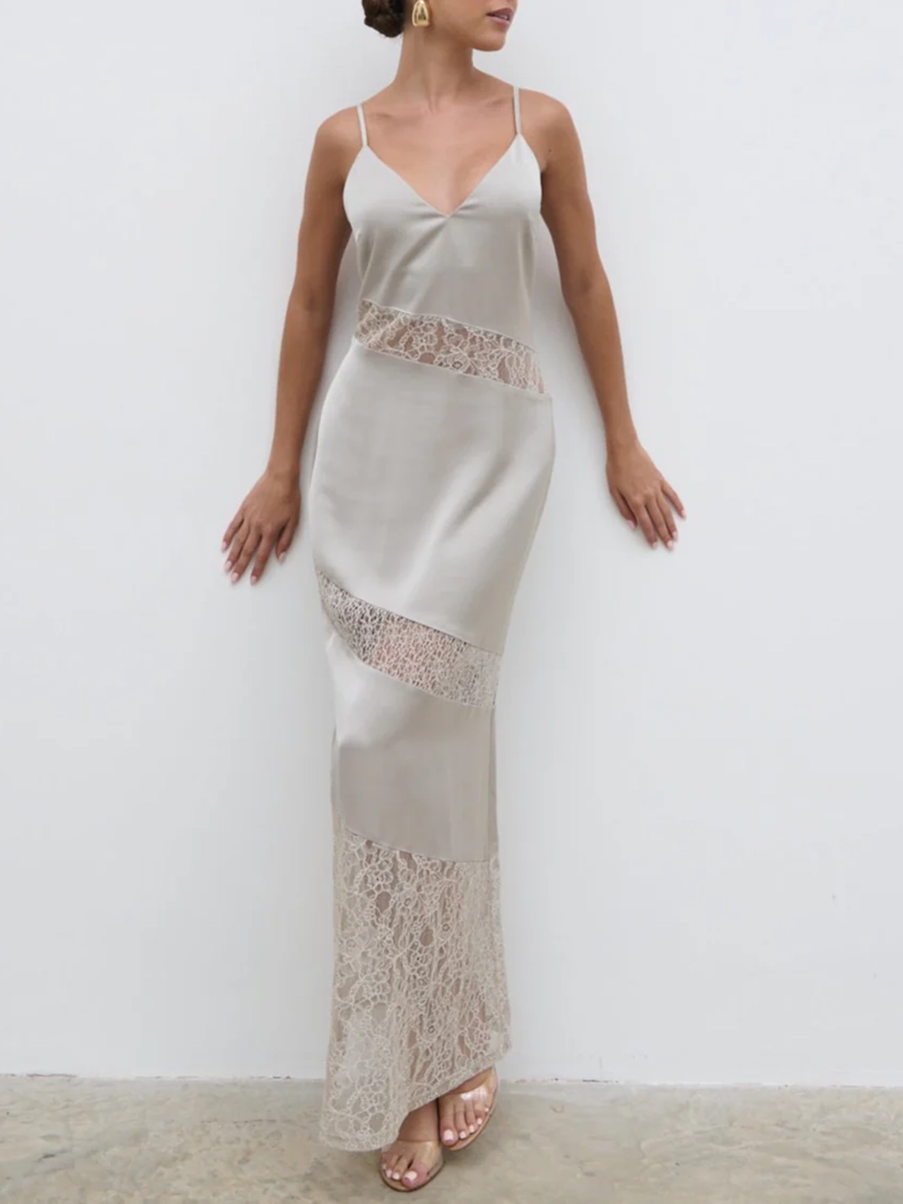 Lace Inserted Slip Dress
