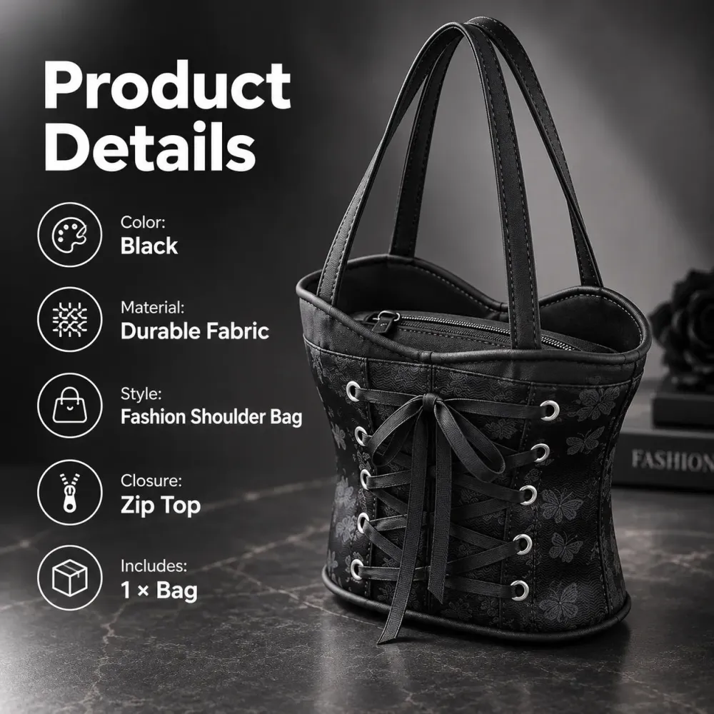🖤👜 Corset-Style Handbag — Bold Lace-Up Design with a Chic Gothic Edge