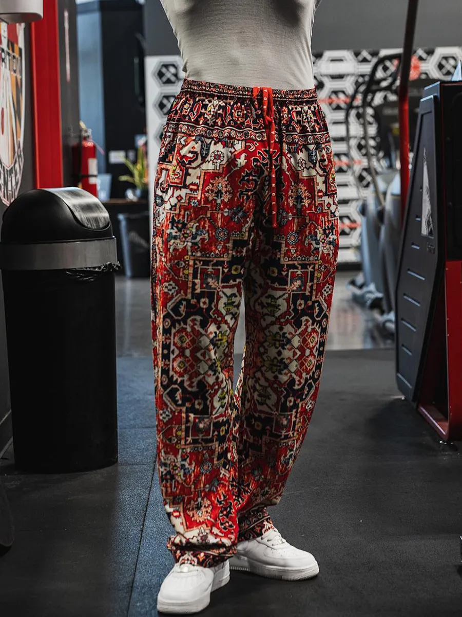 Casual retro print jogging pants