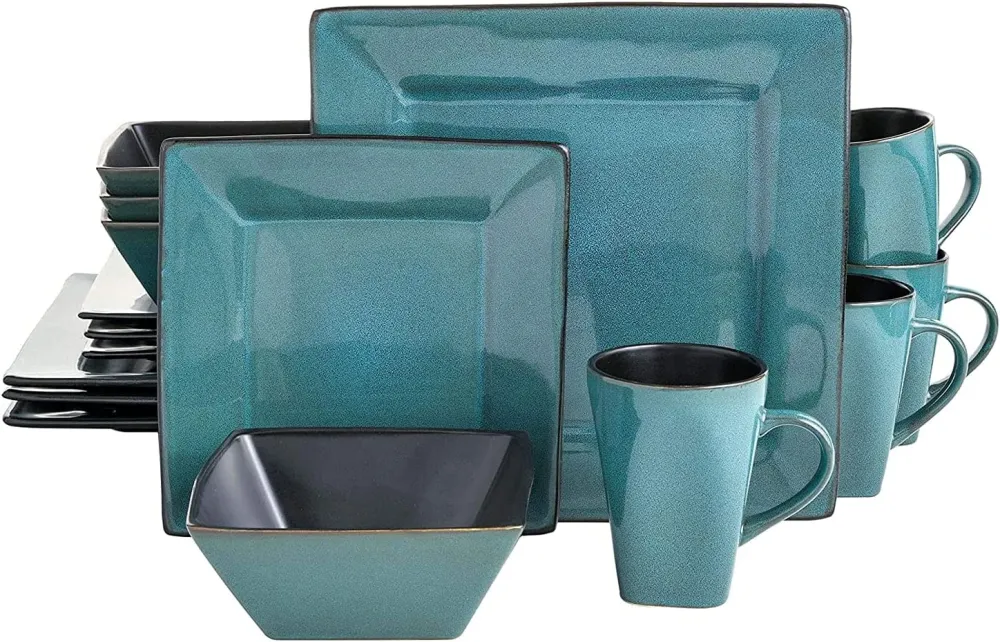 Gibson Elite Althea Reactive Dinnerware Set, 16 Pc, Teal