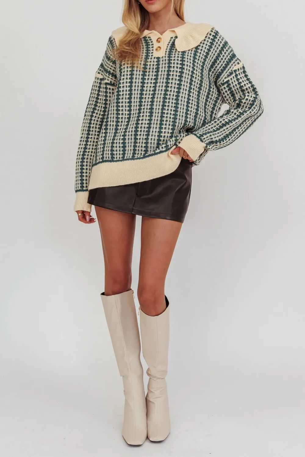 Fashionable Luxury Lapel Plaid Top