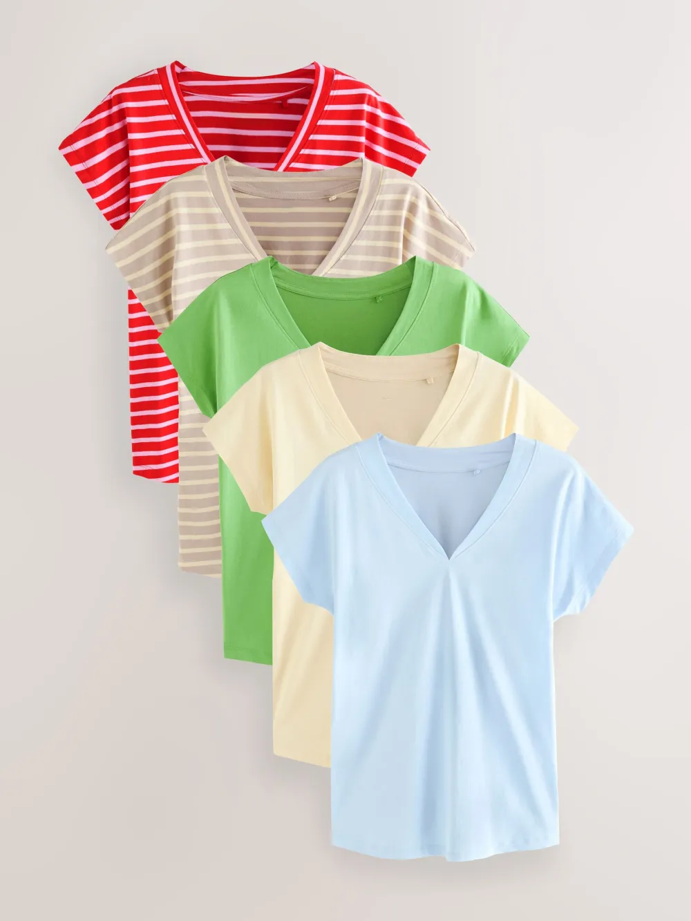V-Neck Tops Pack Of 5 Cotton T-Shirts