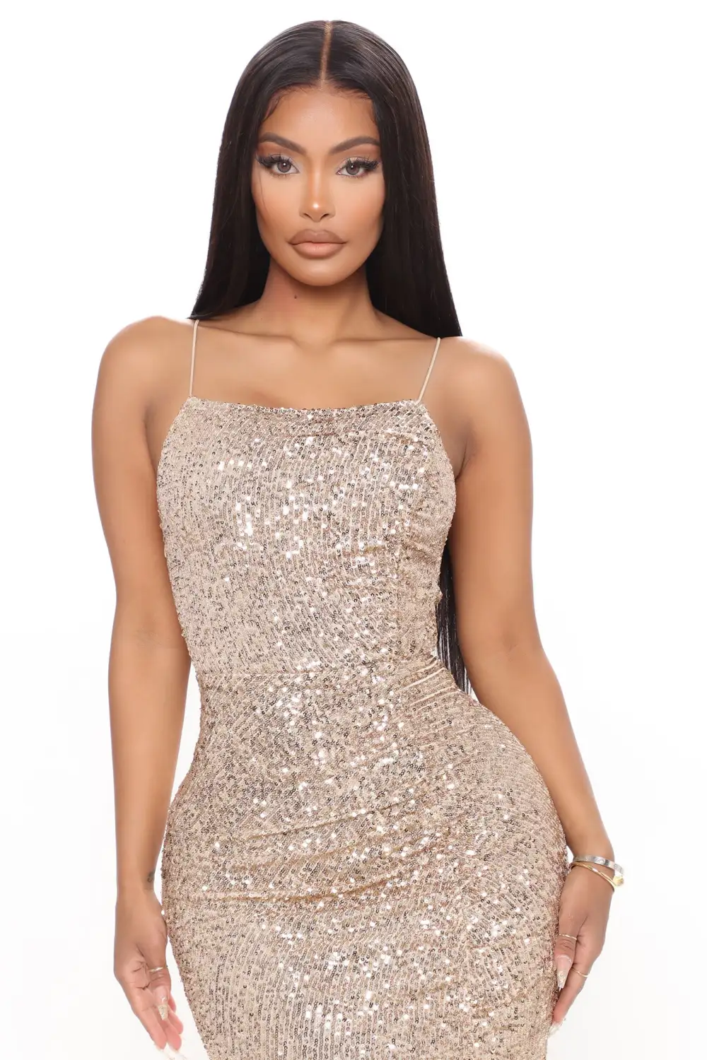 Highlight Sequin Maxi Dress - Gold