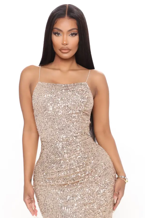 Highlight Sequin Maxi Dress - Gold