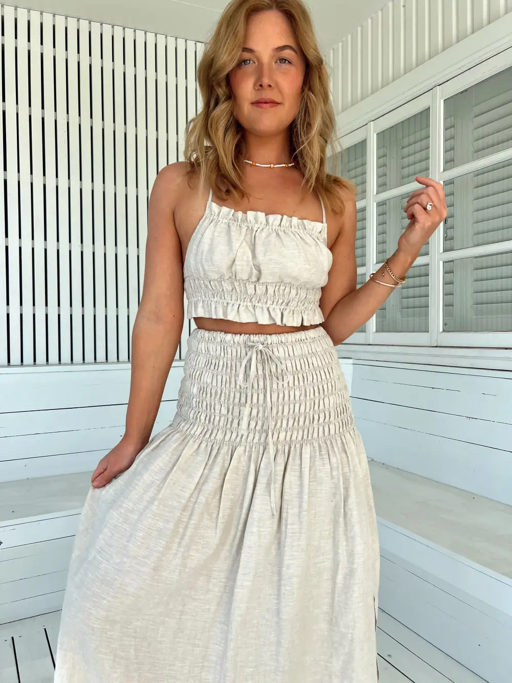 Cece Linen Crop- Natural Kiva