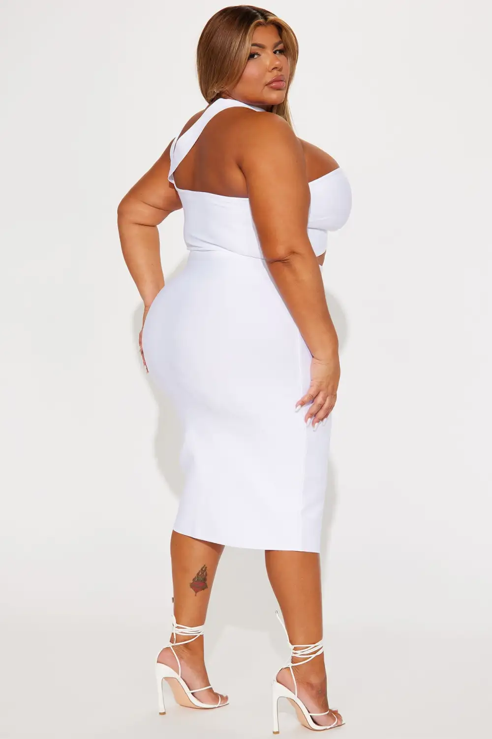 Evangeline Bandage Midi Dress - White
