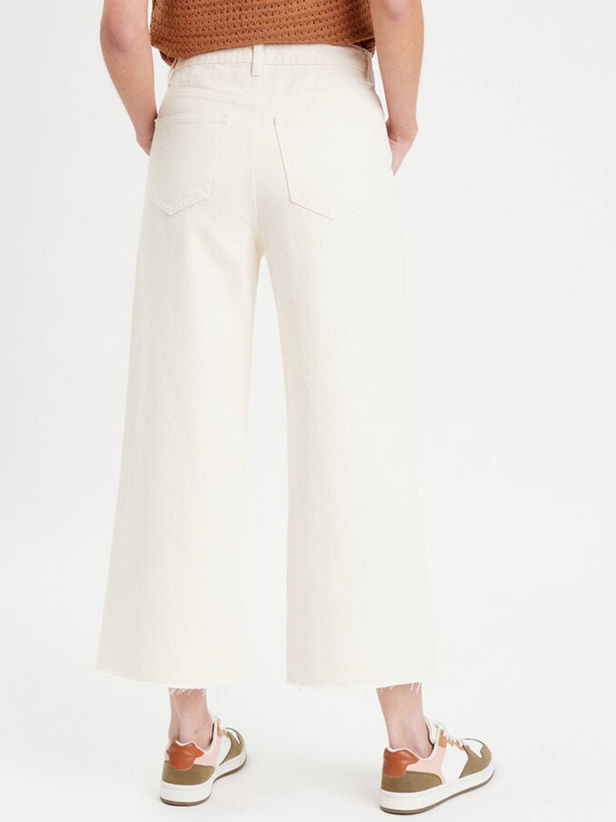 Jeans wide leg 7/8ème ecru femme