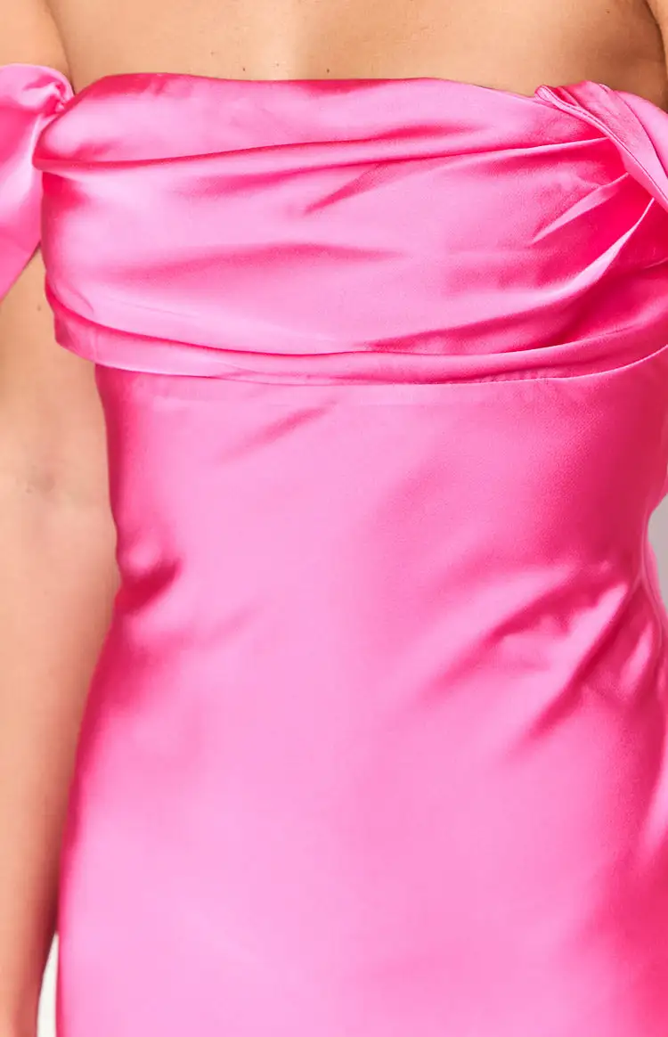 Satin Off Shoulder Hot Maxi Dress