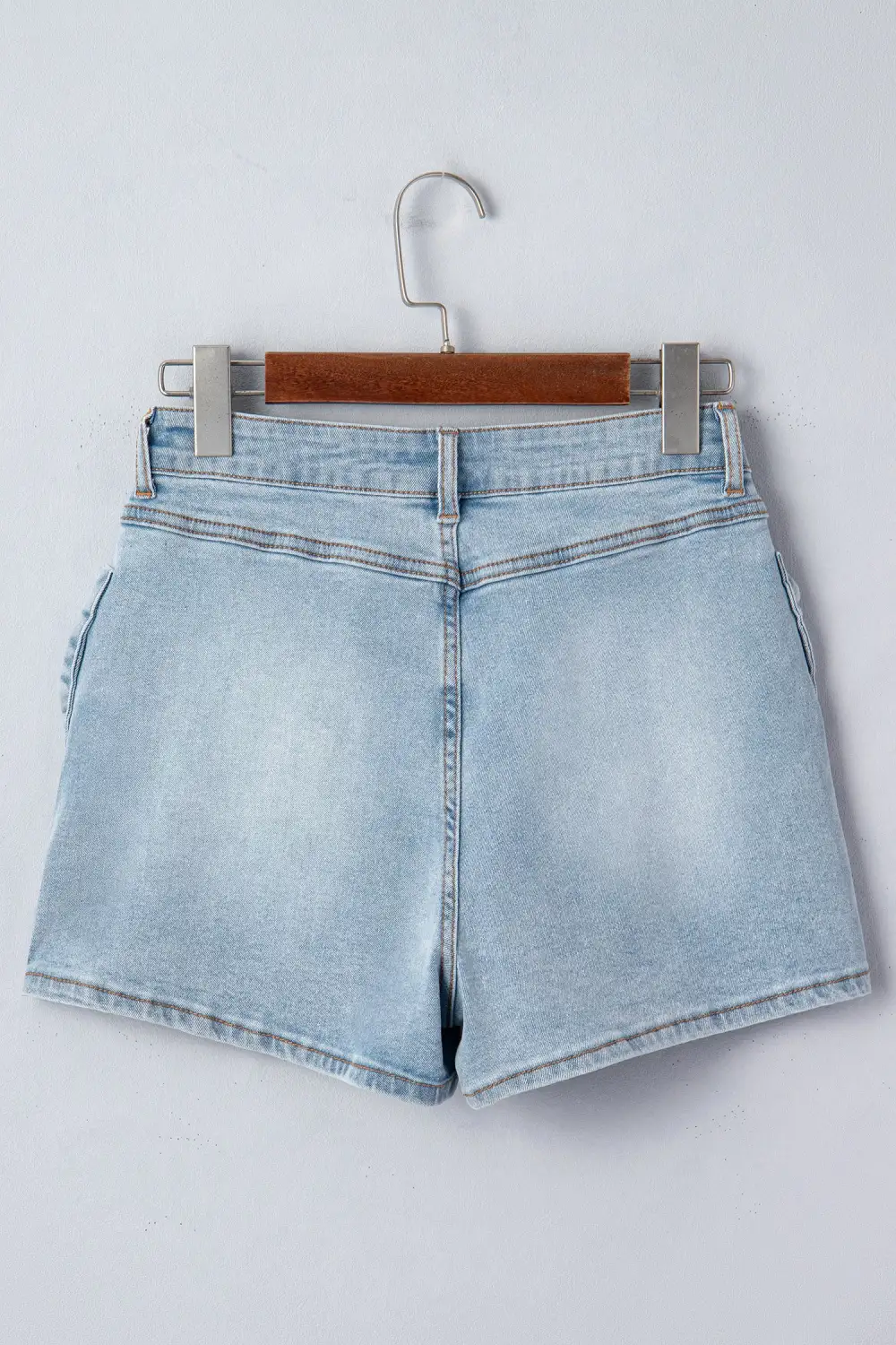 Bow Detail Denim Shorts With Pockets