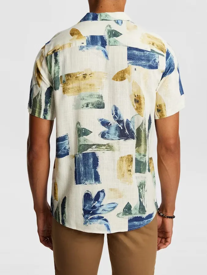 Multicolor Abstract Print Short Sleeve Shirt