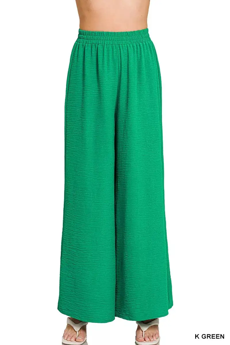 Easygoing Woven Airflow Elastic Waistband Pants