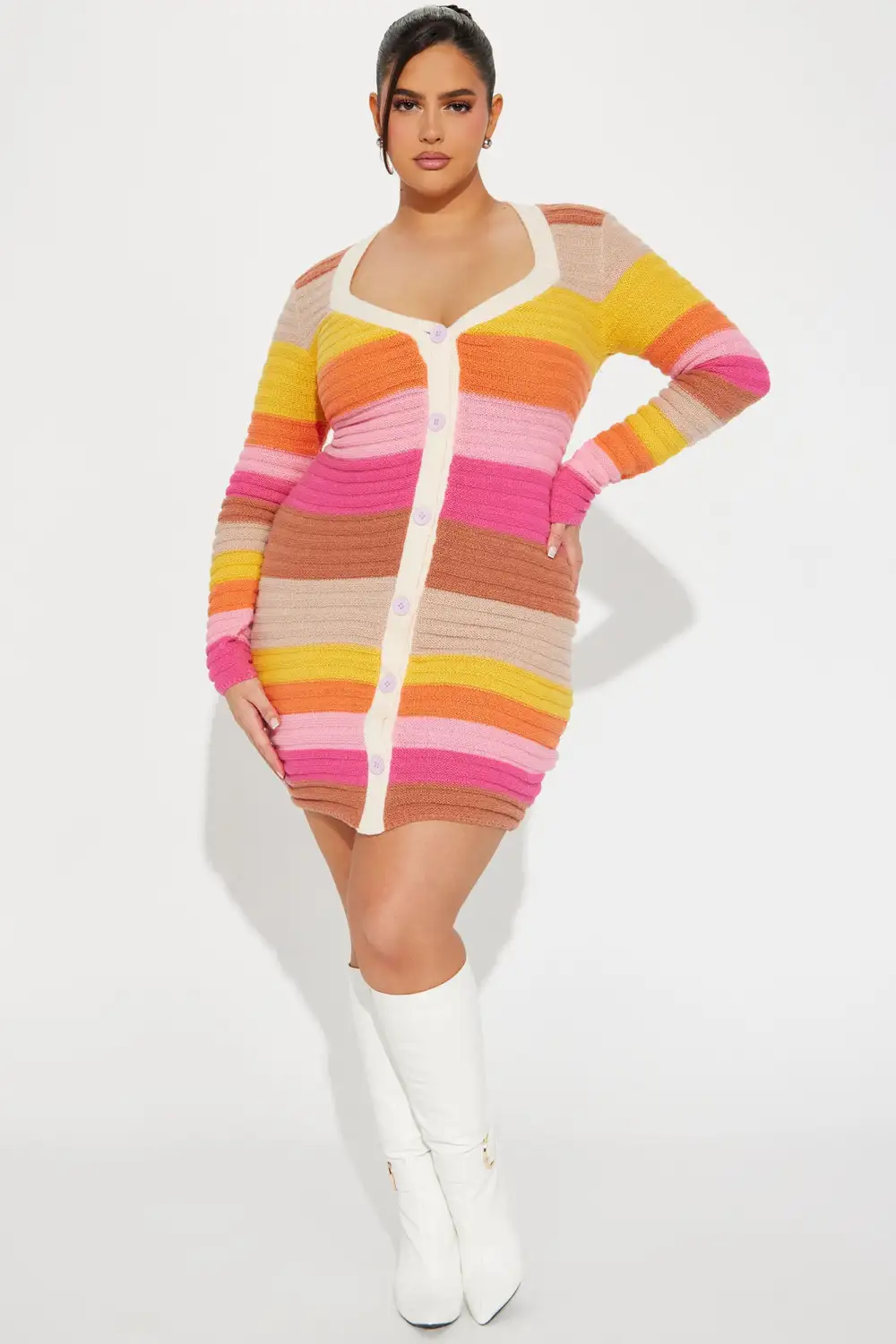 Lyla Sweater Mini Dress - Pink/combo