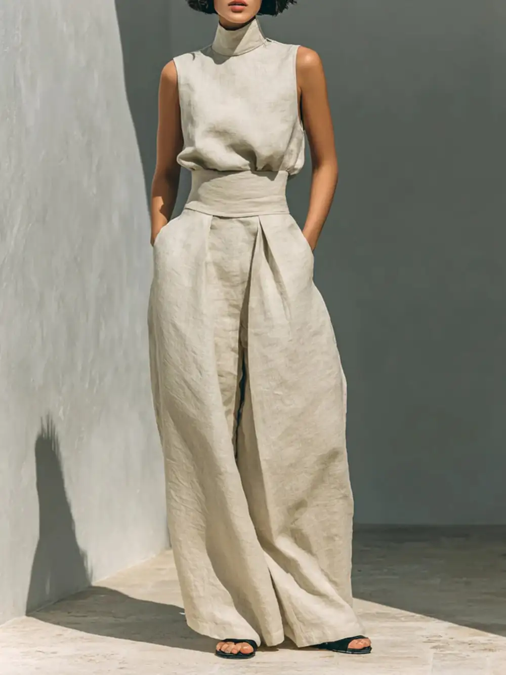 Sleeveless Turtleneck Jumpsuit