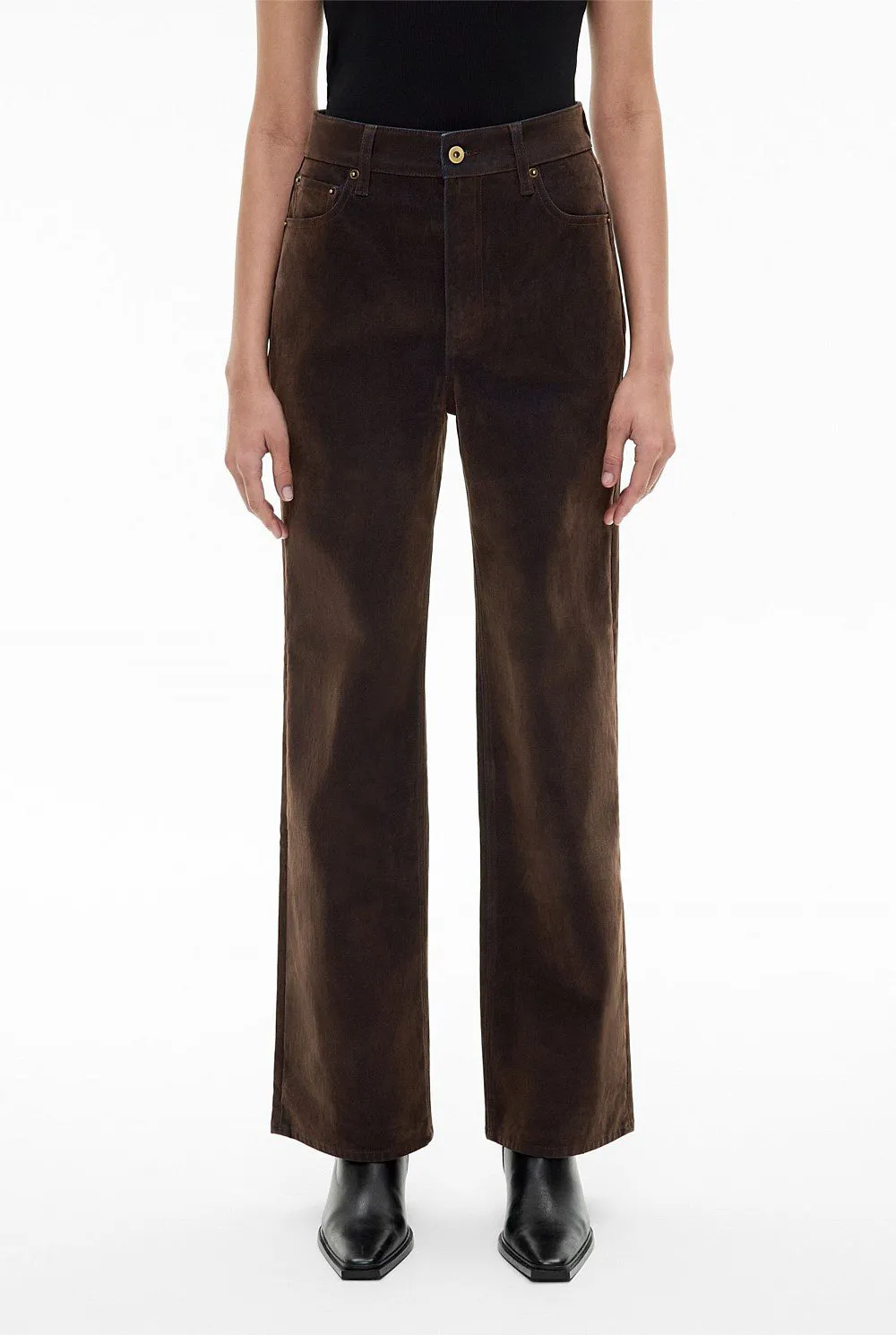 Fleece-Knit Denim Long Pants