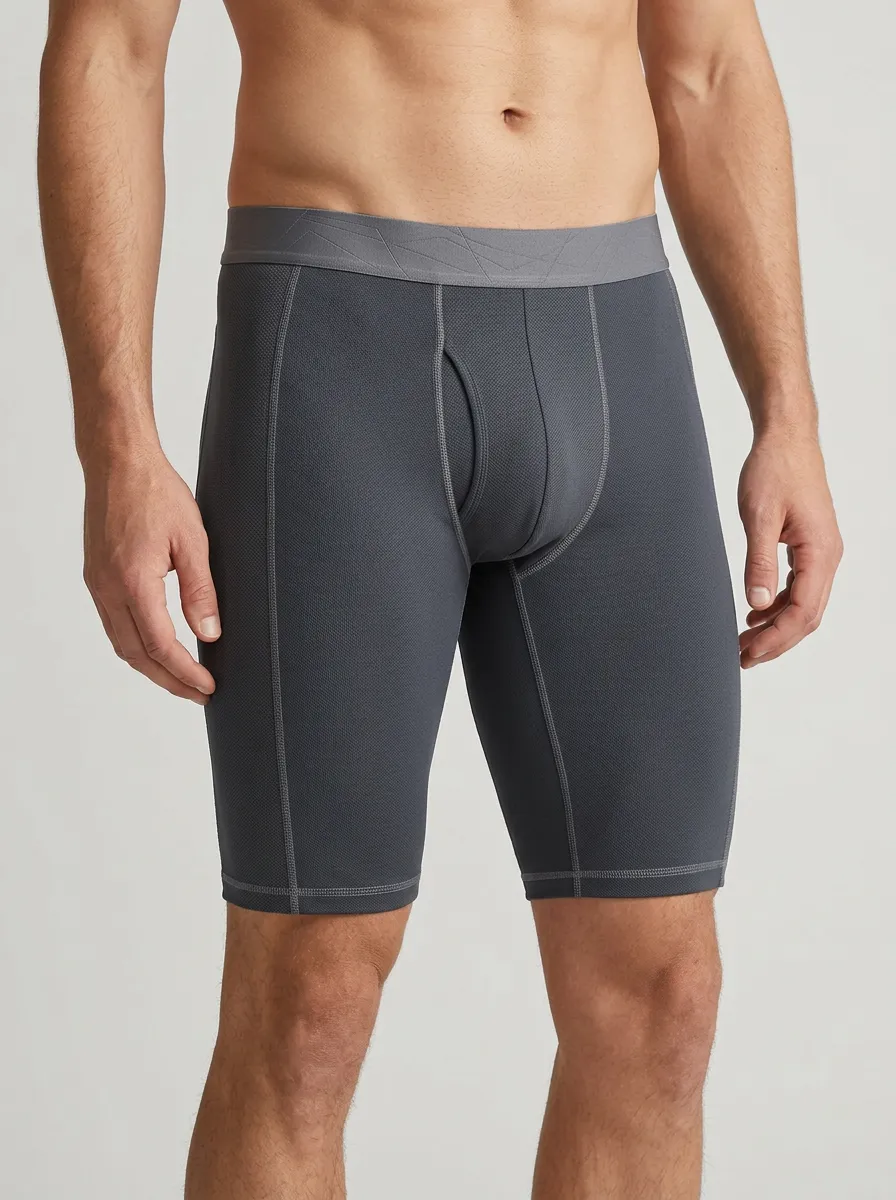 Men's Athletic Performance Solid Grey Mesh Boxer Briefs