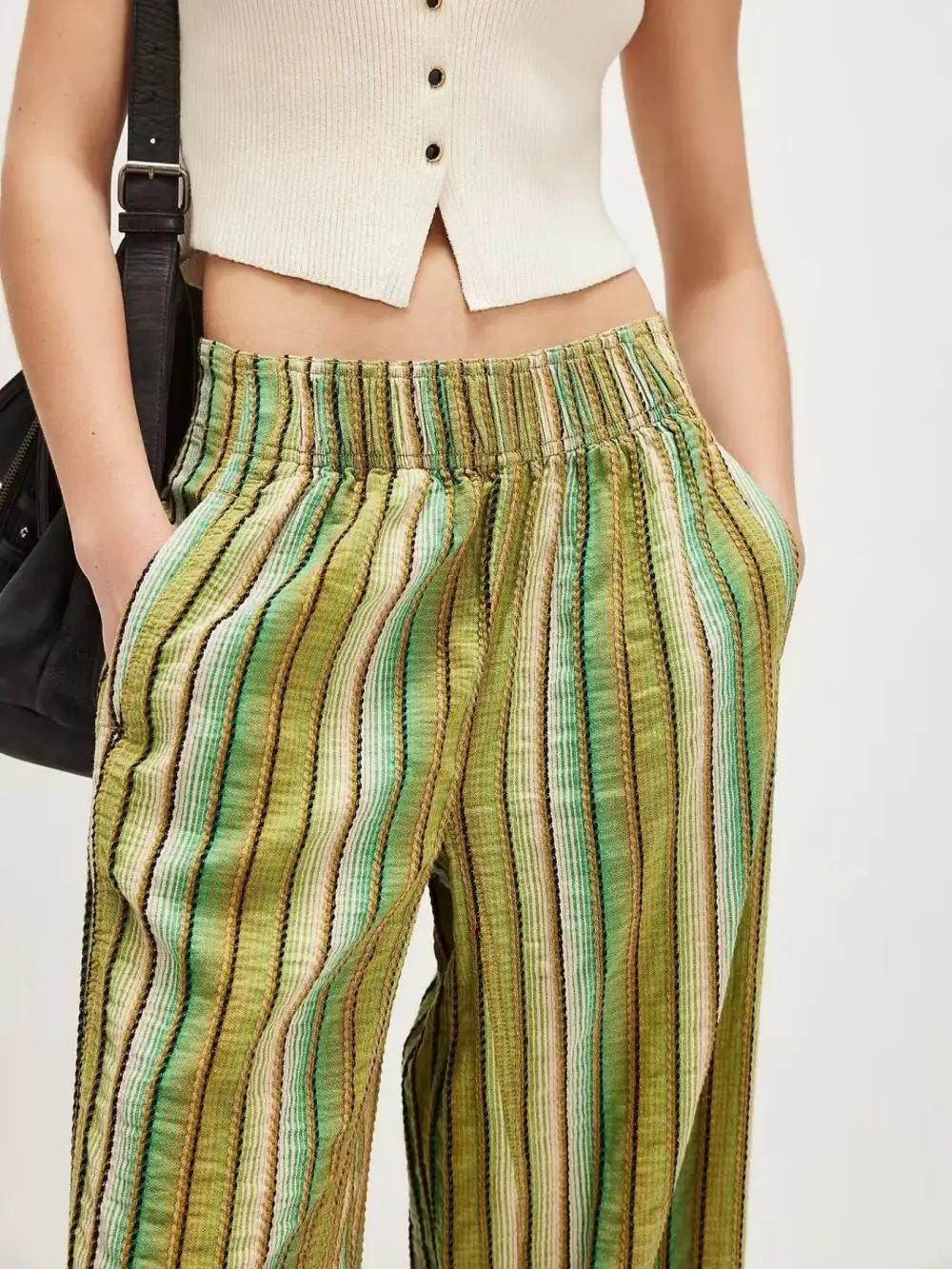 Easygoing Striped High Waisted Wide Leg Pants