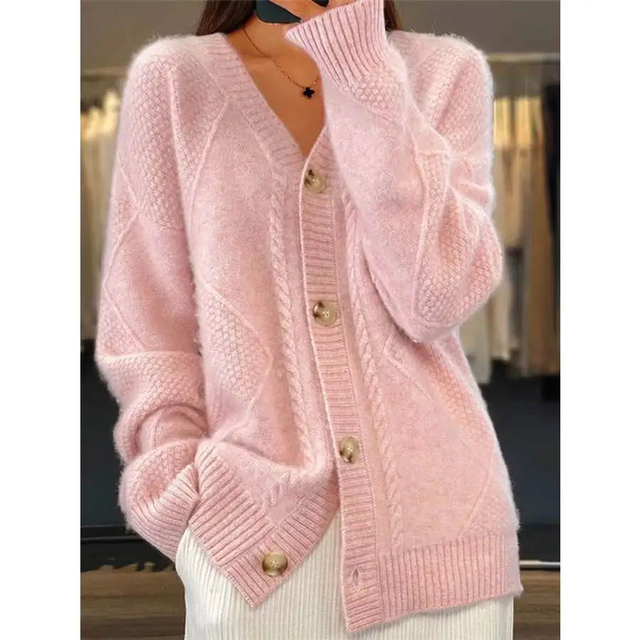 Full Size Textured Knit Button Down Cardigan Plus Size