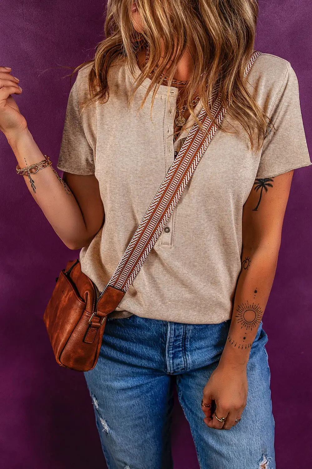 Short Sleeve Half Button Tee