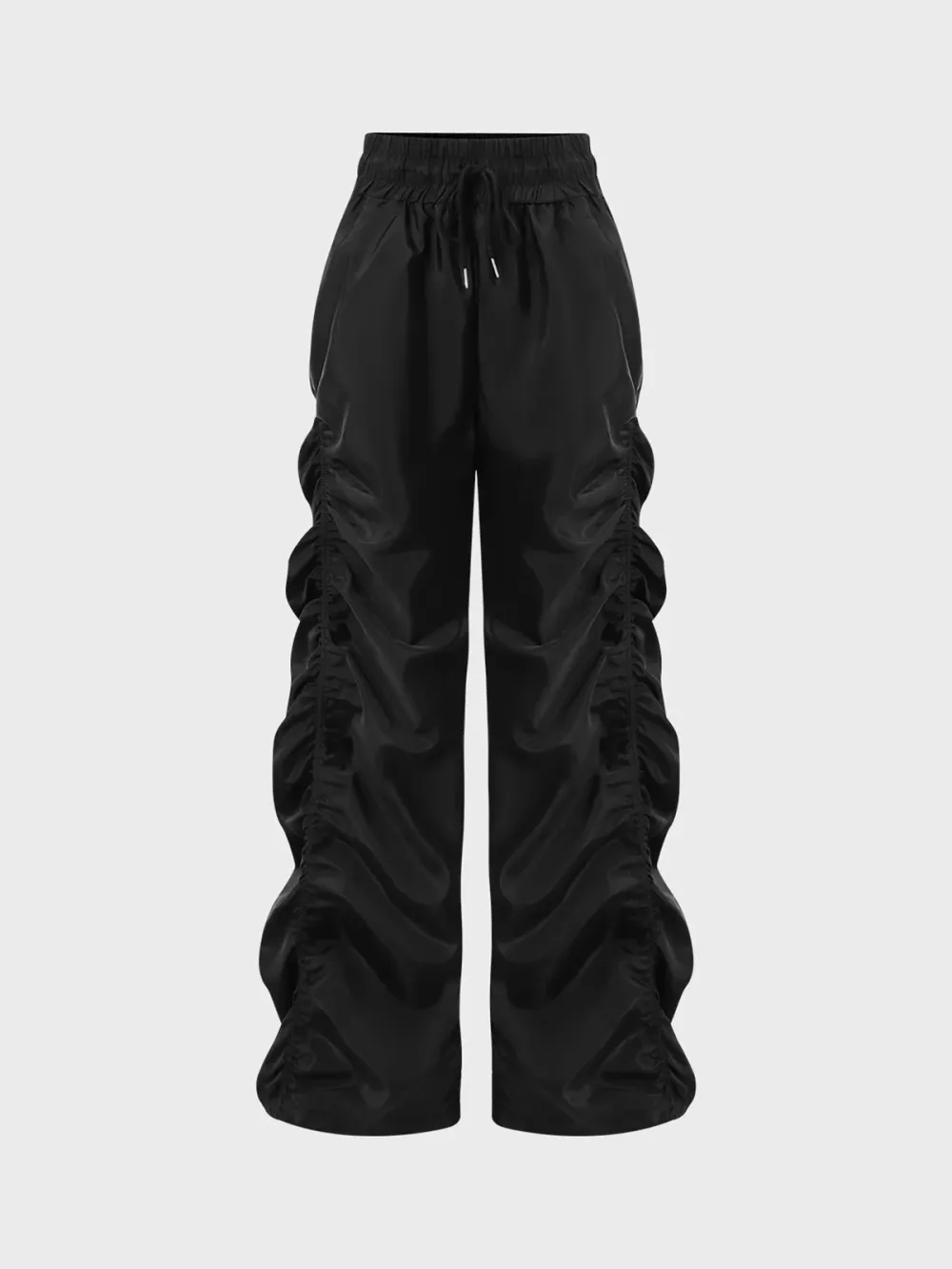 Black Wrinkled Bottom Pants