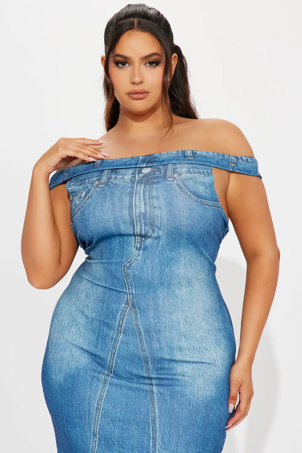 Lennon Printed Midi Dress - Denim