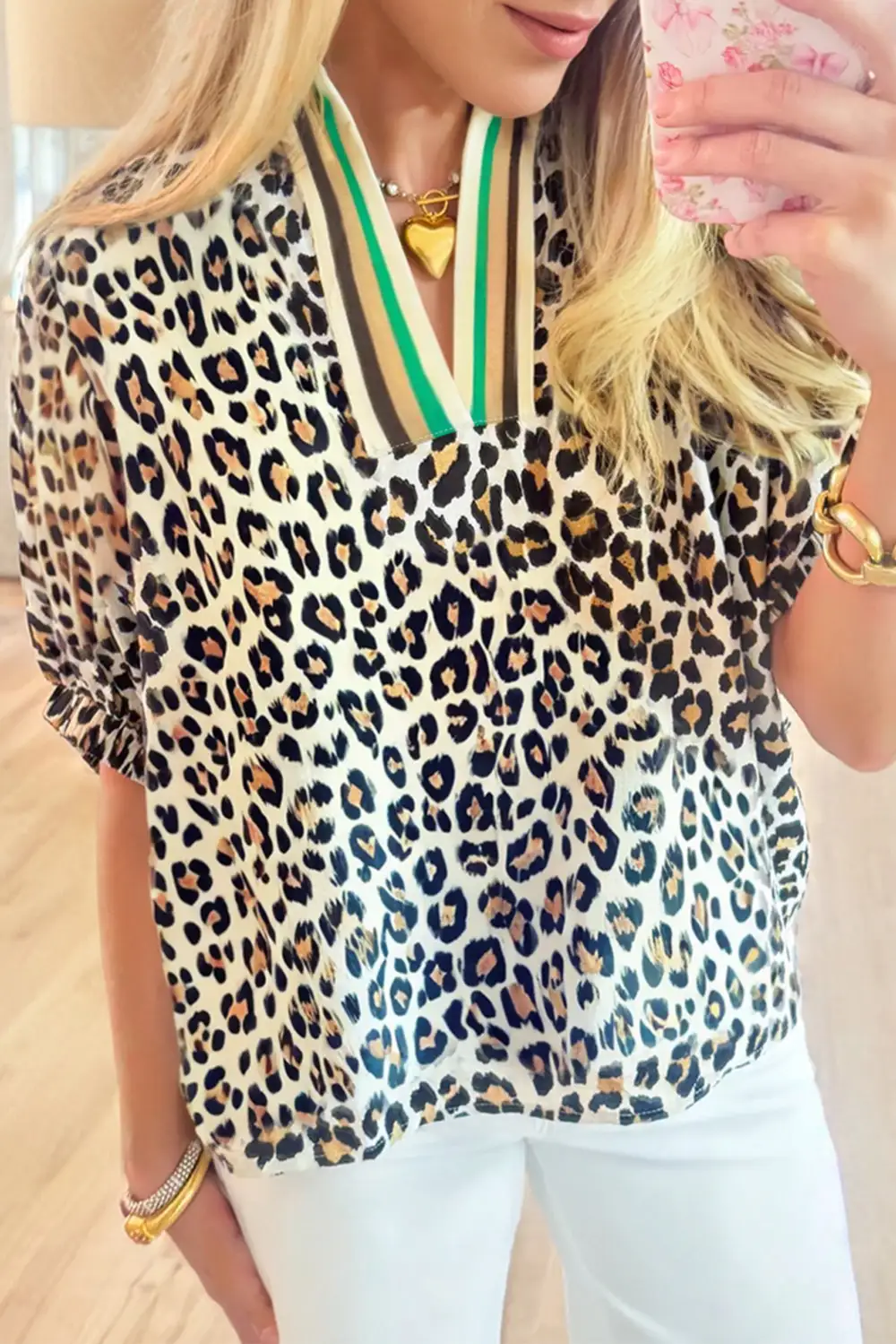 Half Sleeve V Neck Blouse