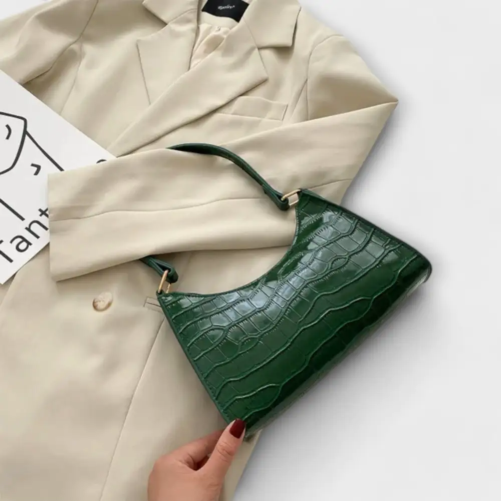 Structured Foldover Leather Handbag