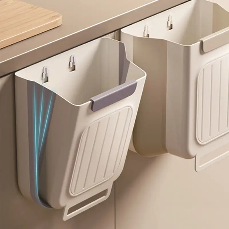 Wall-Mounted Collapsible Kitchen Trash Can – Household Waste Sorting Bin for Cabinet Doors or Walls