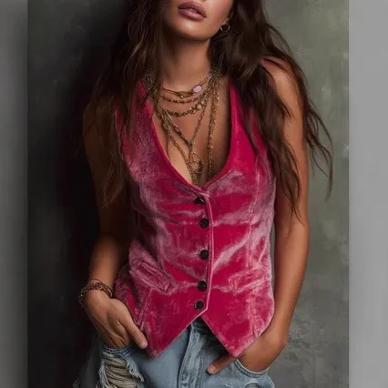 Tank Top Sexy Button-Up Tank Top