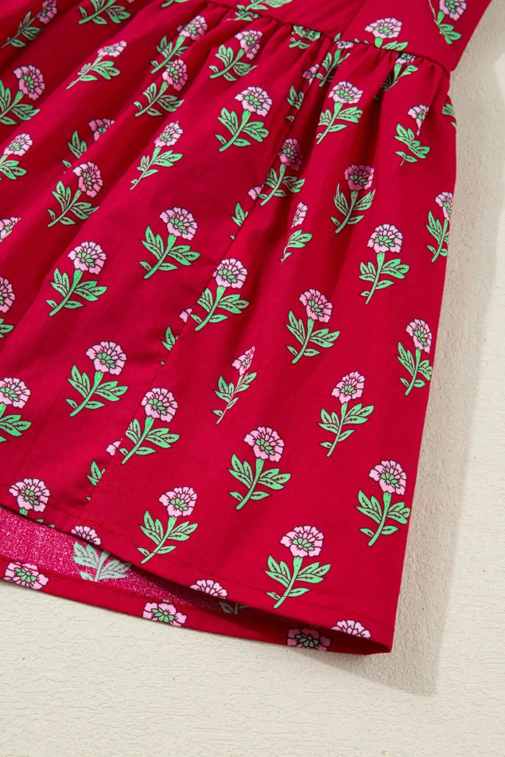 Polished Detail Floral Printed Ruffle Mini Dress