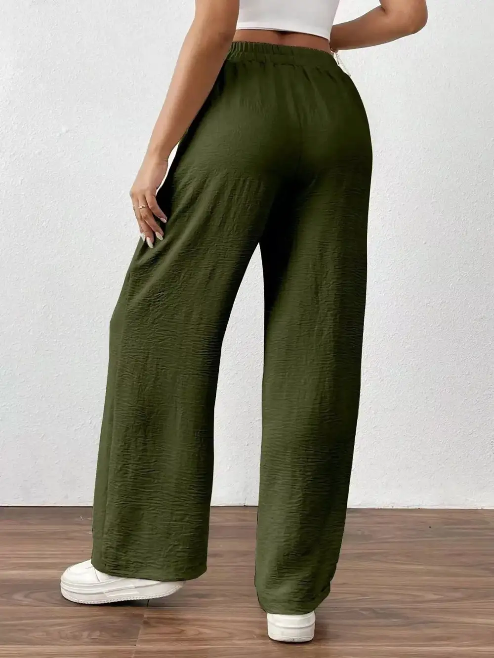 Relaxed Casual Drawstring Wide Leg Pants