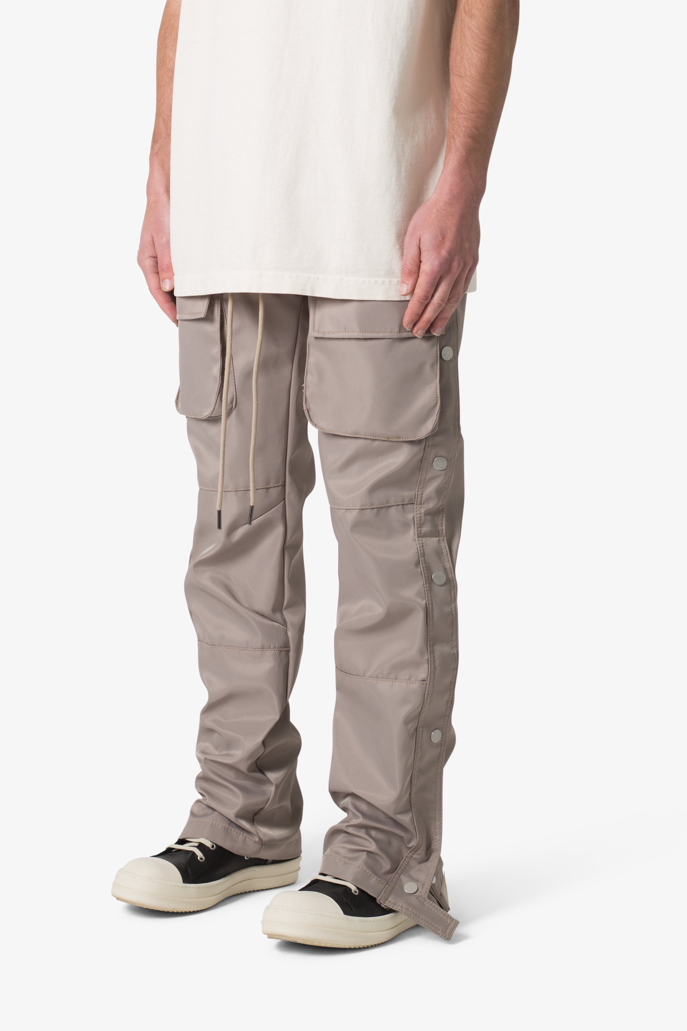 Snap Front Cargo Pants - Grey