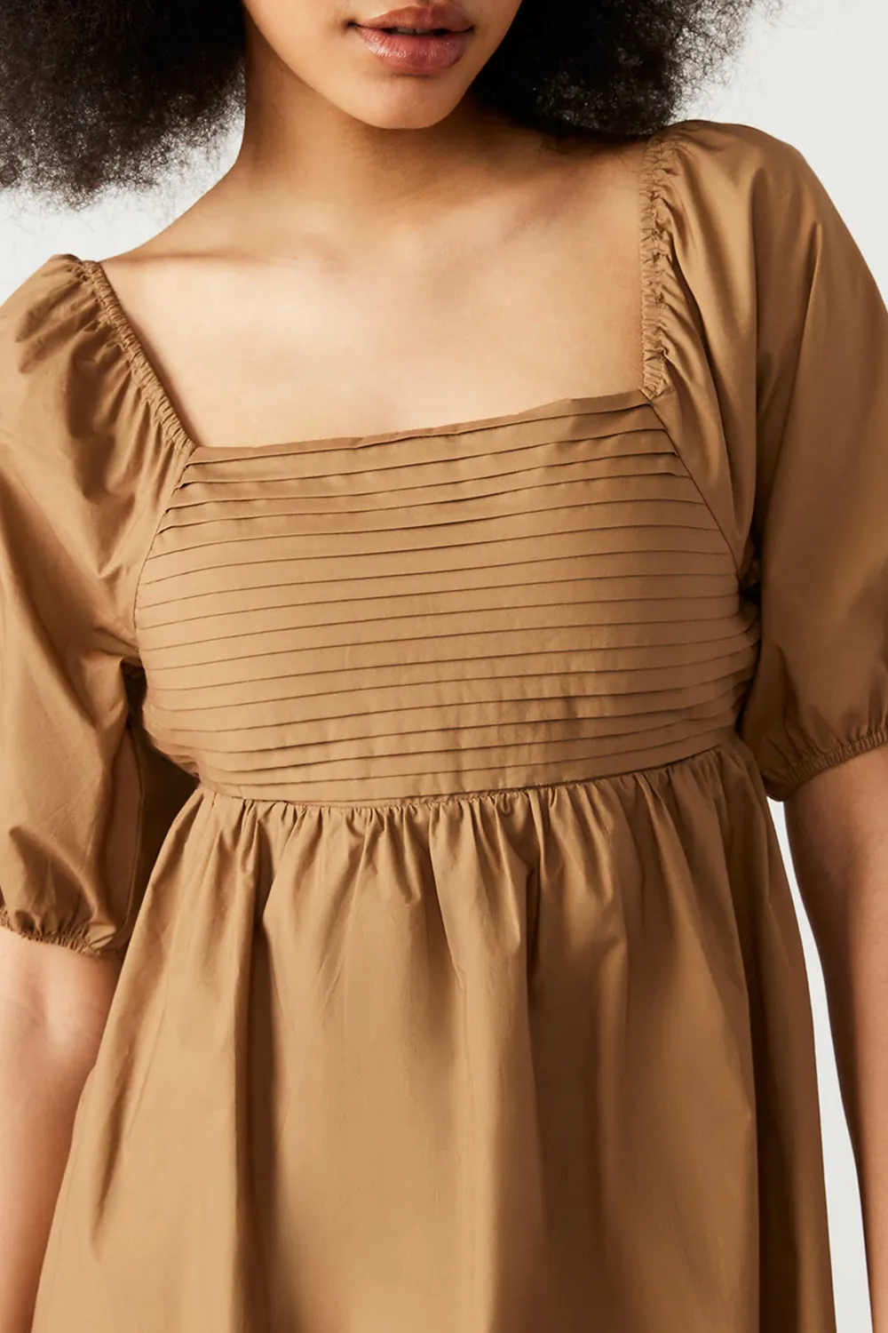 Square Collar Dress Beige