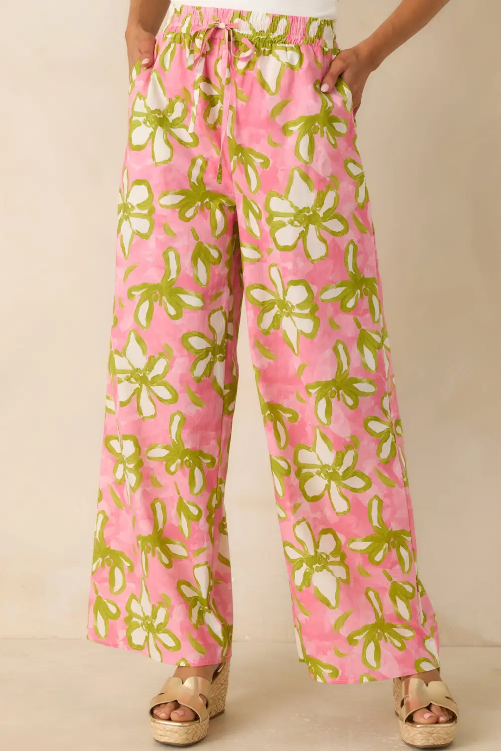 Floral Cotton Wide Leg Pants