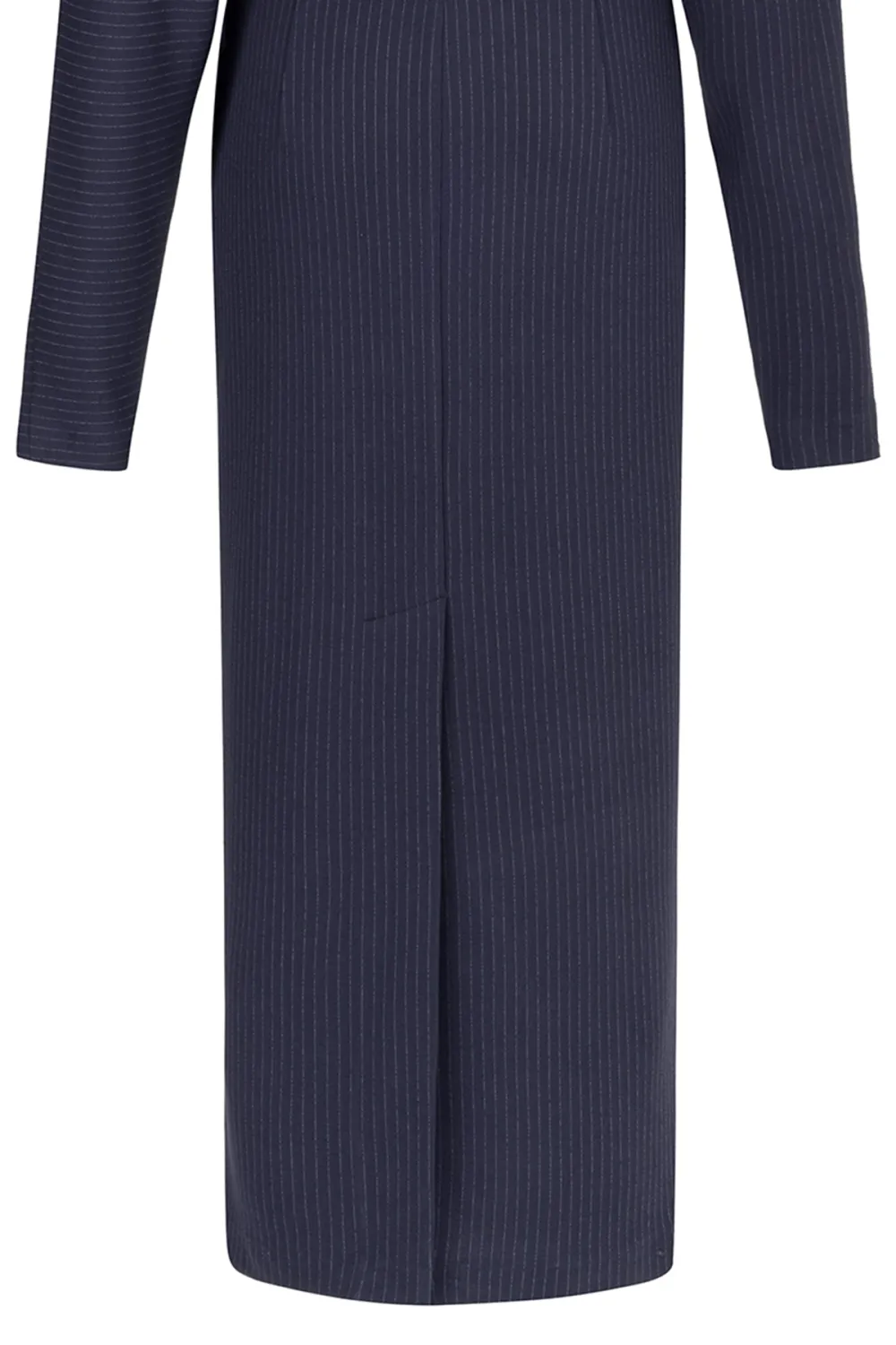 Crew Neck Midi Dress-Navy Blue