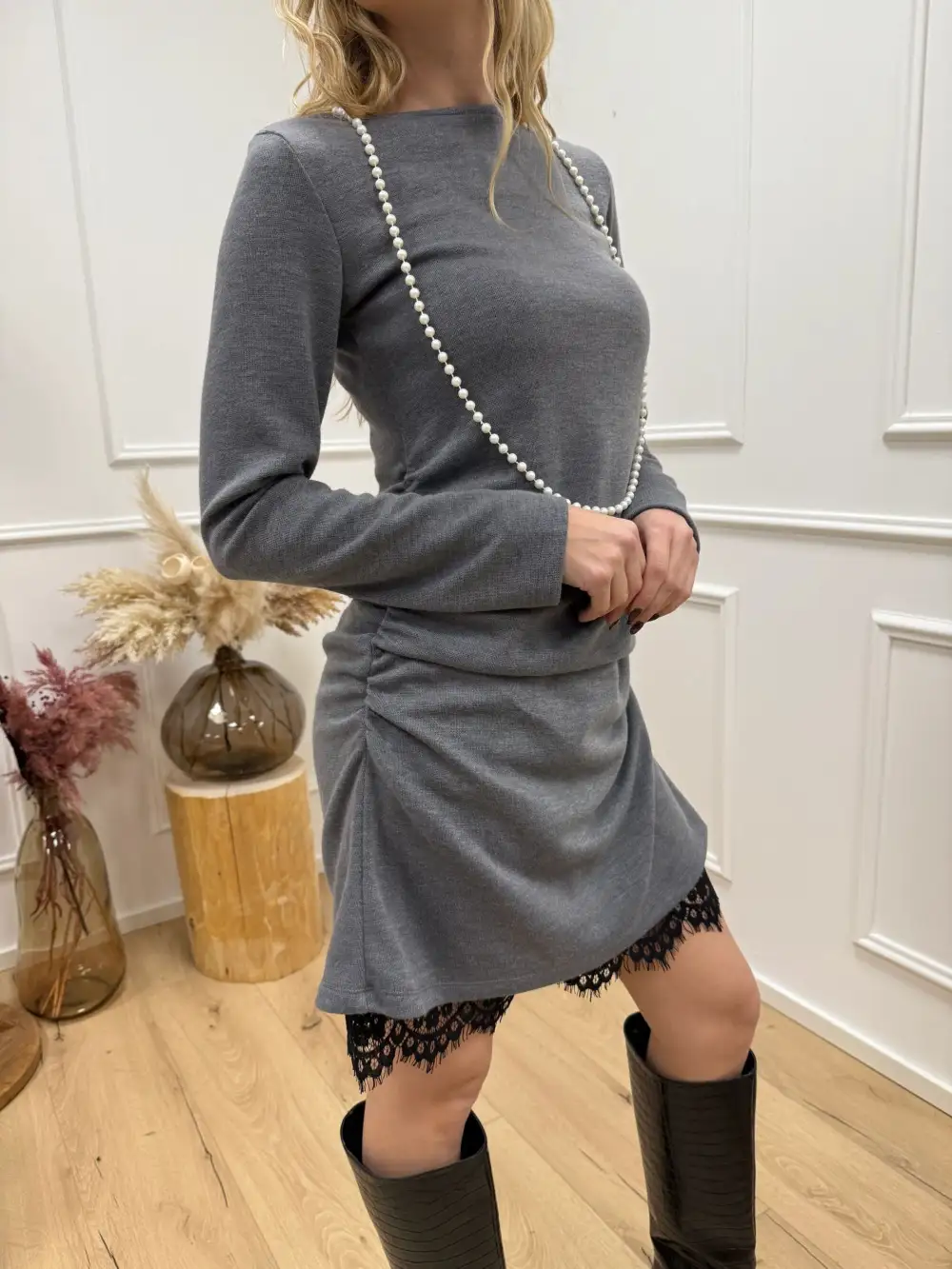 Mini Ruched Satin Dress