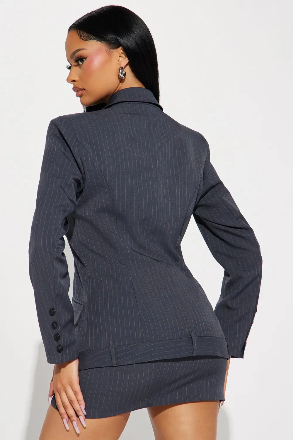 Nessa Blazer Skirt Set - Grey