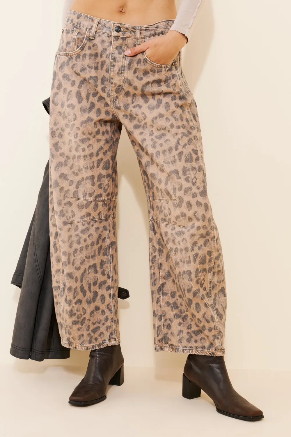 Good Luck Printed Barrel Jeans