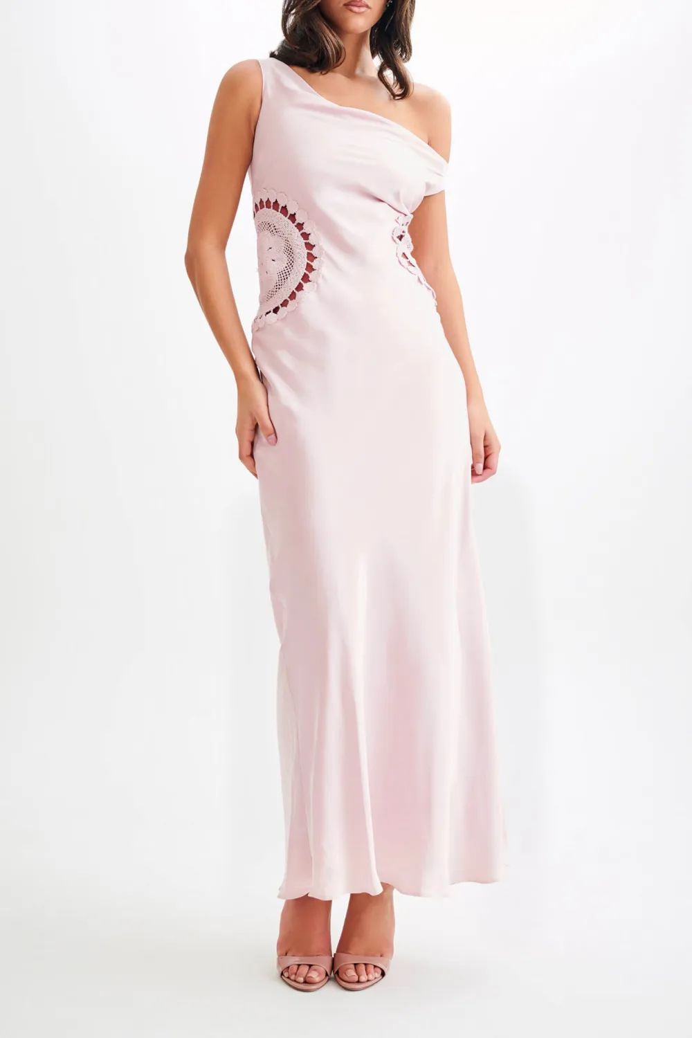 Satin Maxi Dress With Crochet