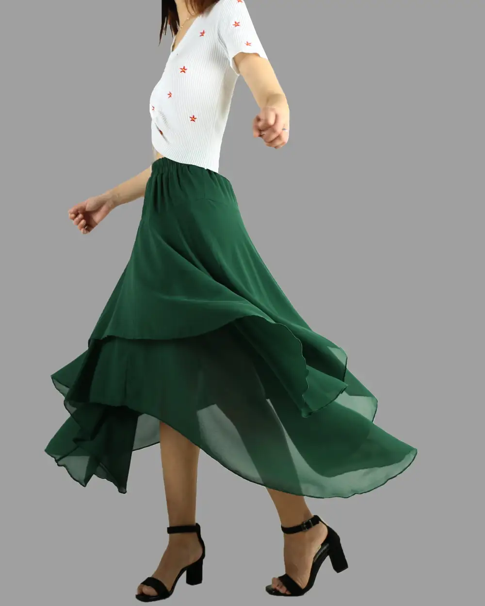Everyday Elastic Waist Chiffon Skirt