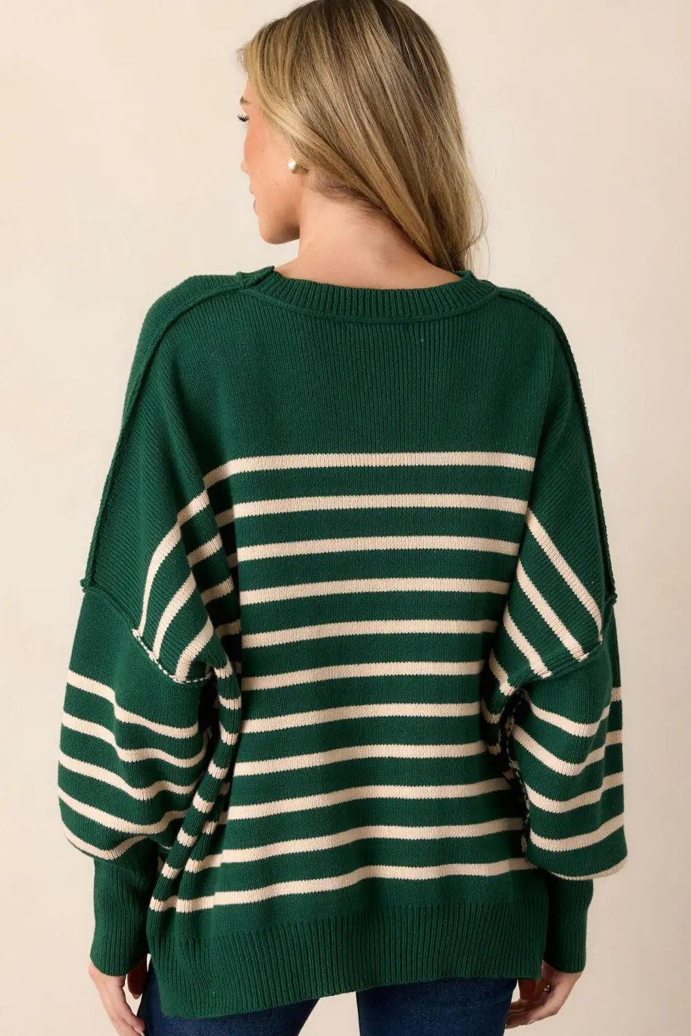 Whispering Woods Hunter Green Stripe Knit Sweater