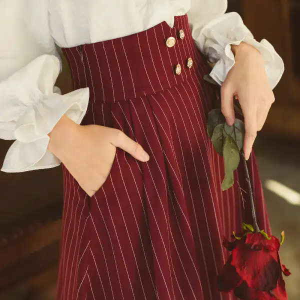 Airy Travel Striped Corset Skirt