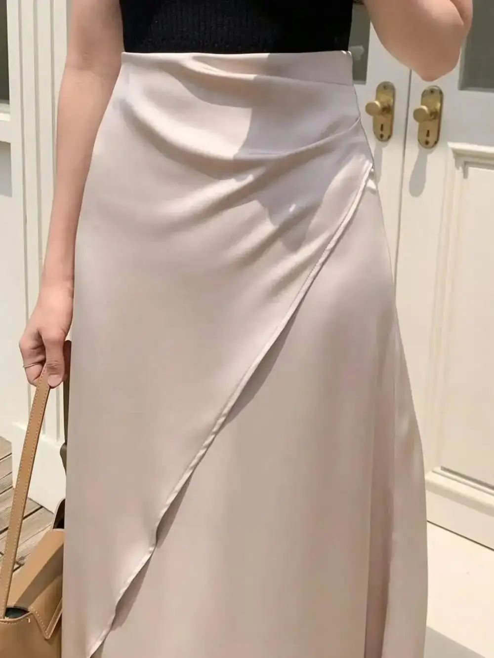 Asymmetric Wrap Midi Skirt