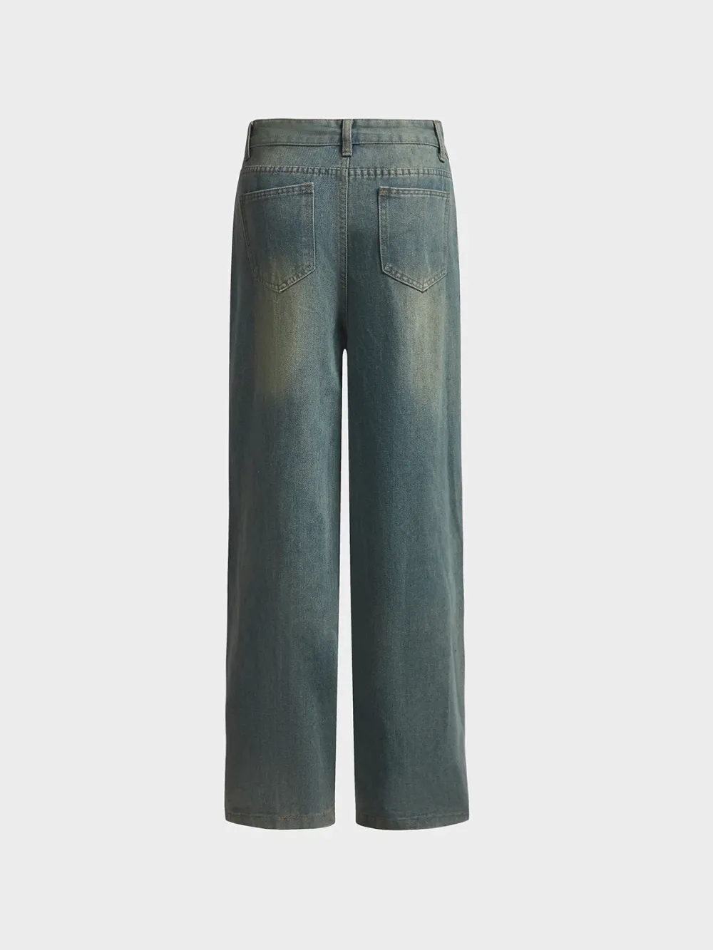 Denim Plain Straight Pants Jeans