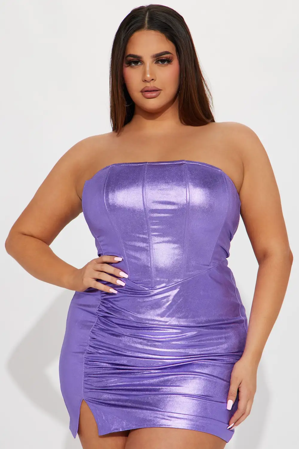 Neptune Metallic Mini Dress - Lilac